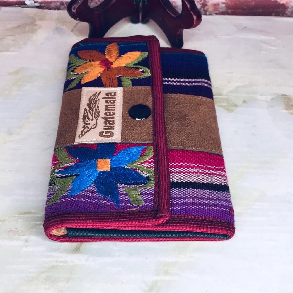 Guatemala Colorful Floral Embroidered Boho Wristlet Wallet